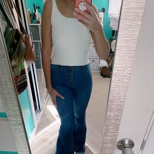 White Ripped Tank Top